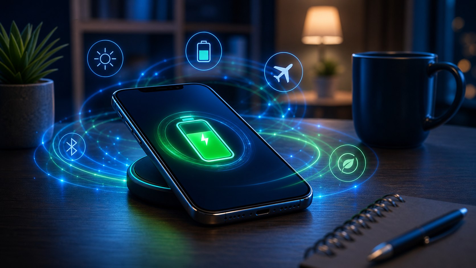 Celular carregando com energia inteligente