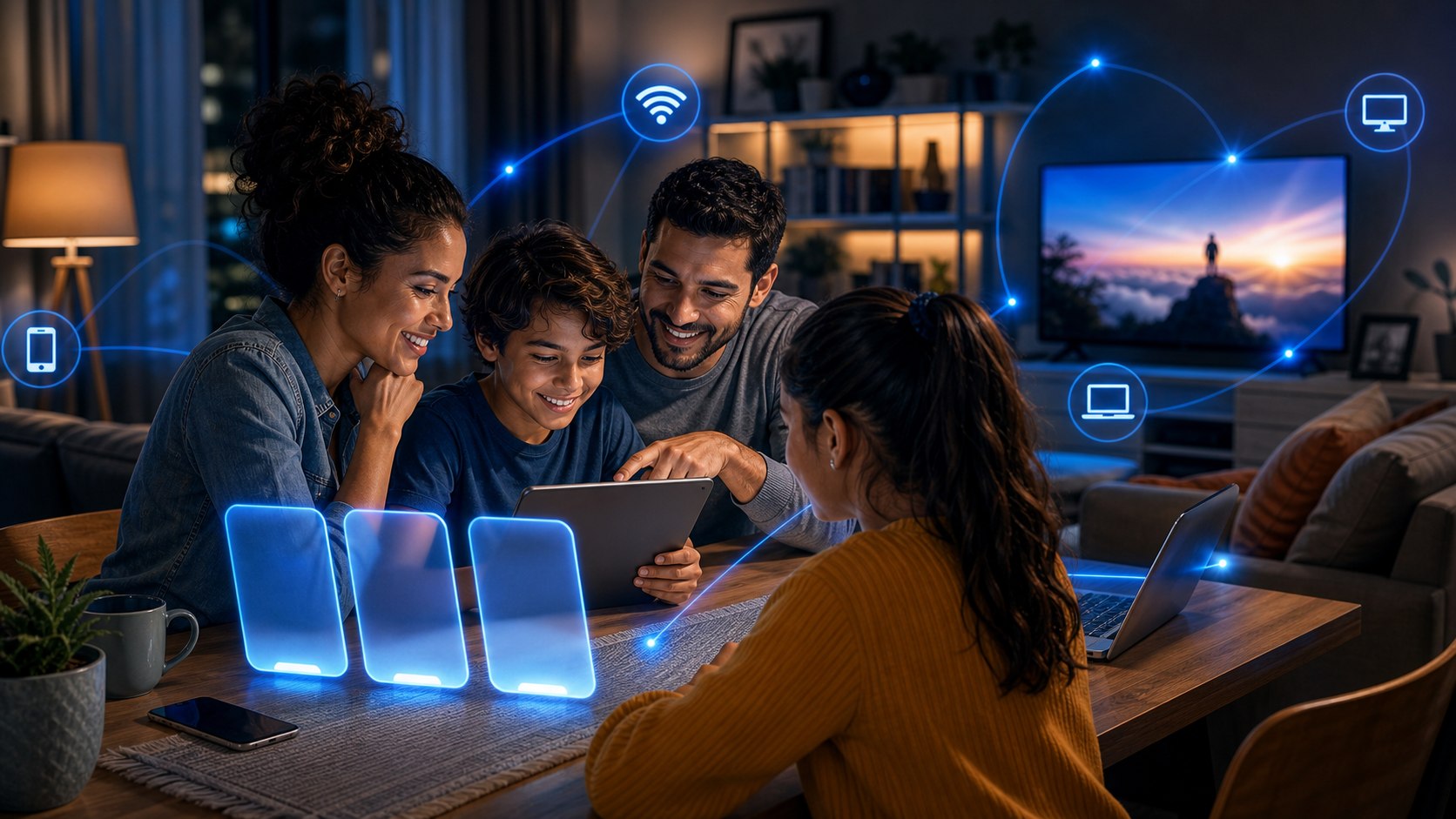 Família escolhendo o melhor plano de internet