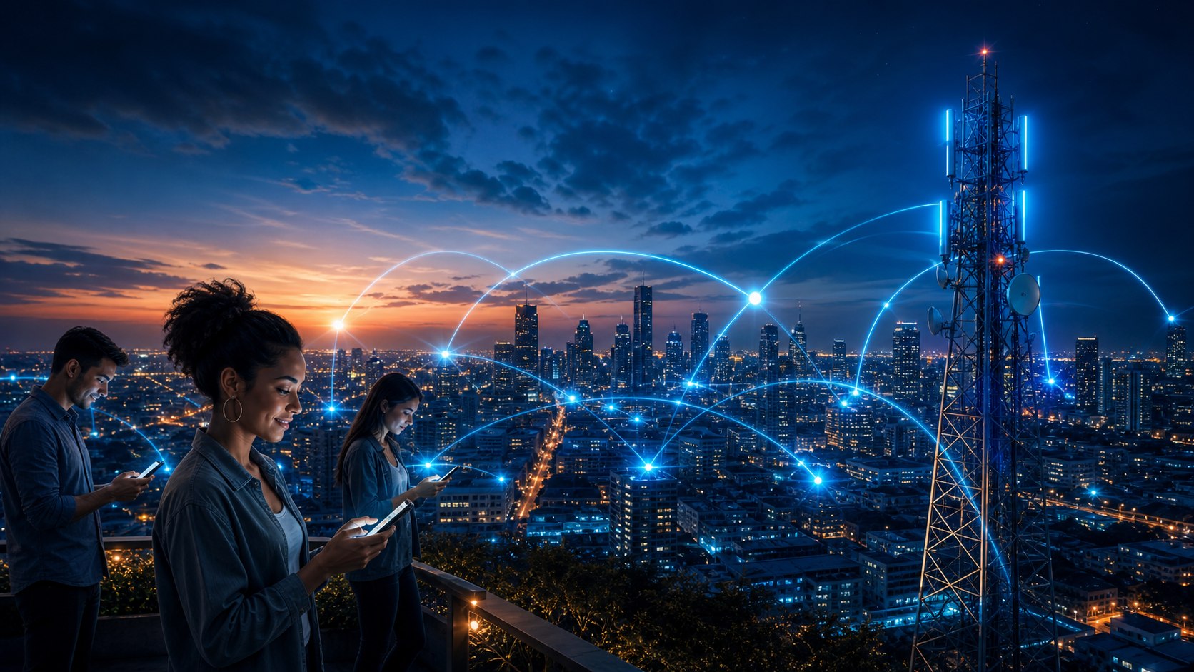 Rede 5G conectando a cidade